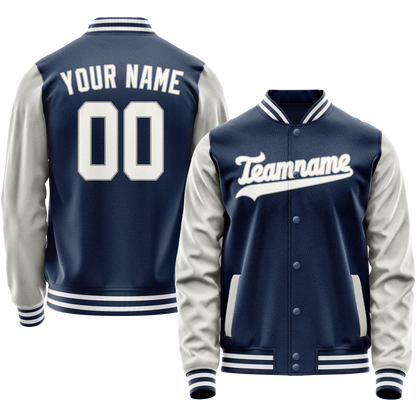 Custom Royal Gray Solid Color Varsity Letterman Jacket