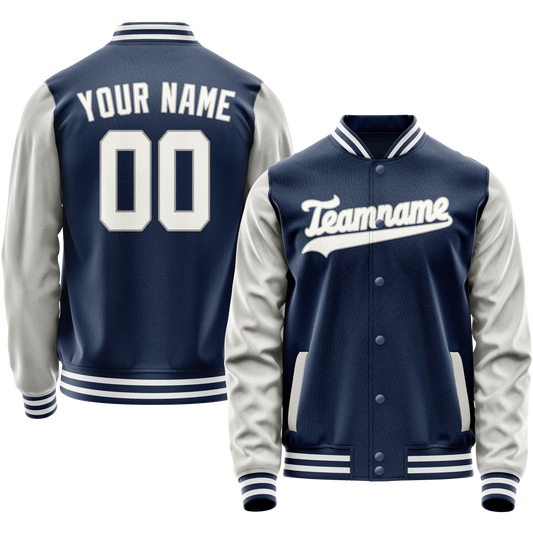 Custom Royal Gray Solid Color Varsity Letterman Jacket