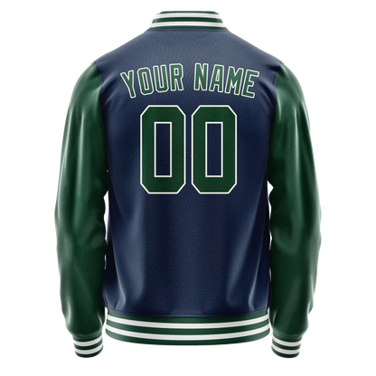 Custom Royal Kelly-Green Solid Color Varsity Letterman Jacket
