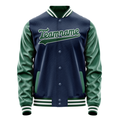 Custom Royal Kelly-Green Solid Color Varsity Letterman Jacket