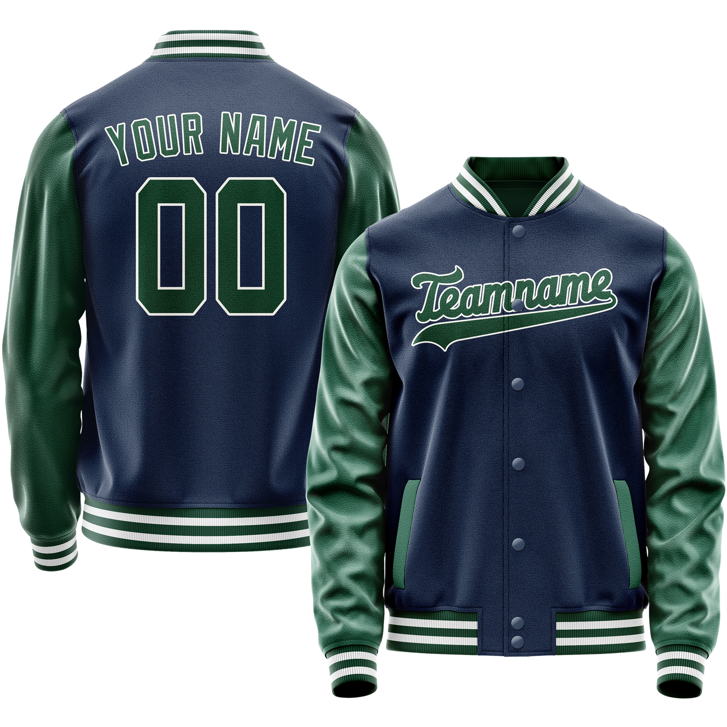 Custom Royal Kelly-Green Solid Color Varsity Letterman Jacket