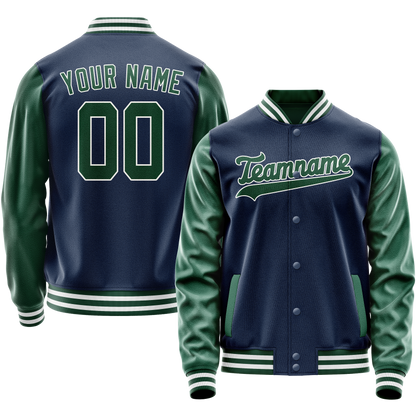 Custom Royal Kelly-Green Solid Color Varsity Letterman Jacket