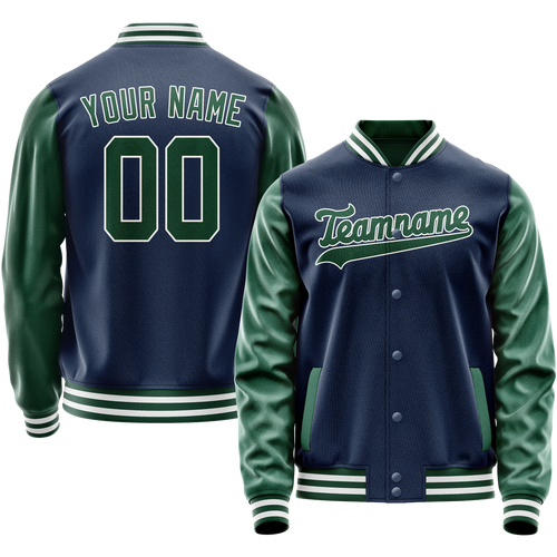 Custom Royal Kelly-Green Solid Color Varsity Letterman Jacket