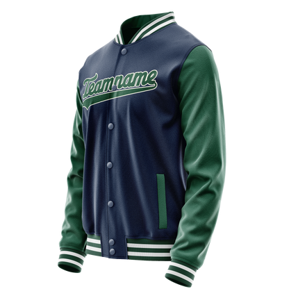 Custom Royal Kelly-Green Solid Color Varsity Letterman Jacket