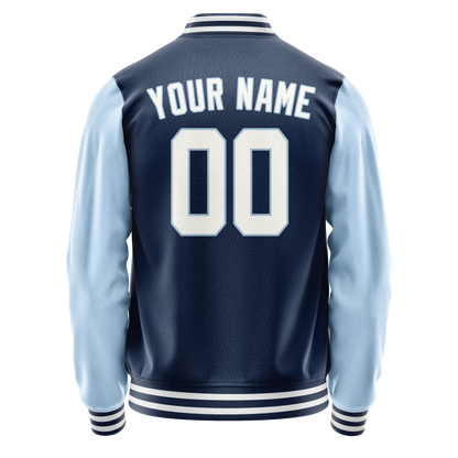 Custom Royal Light-Blue Solid Color Varsity Letterman Jacket