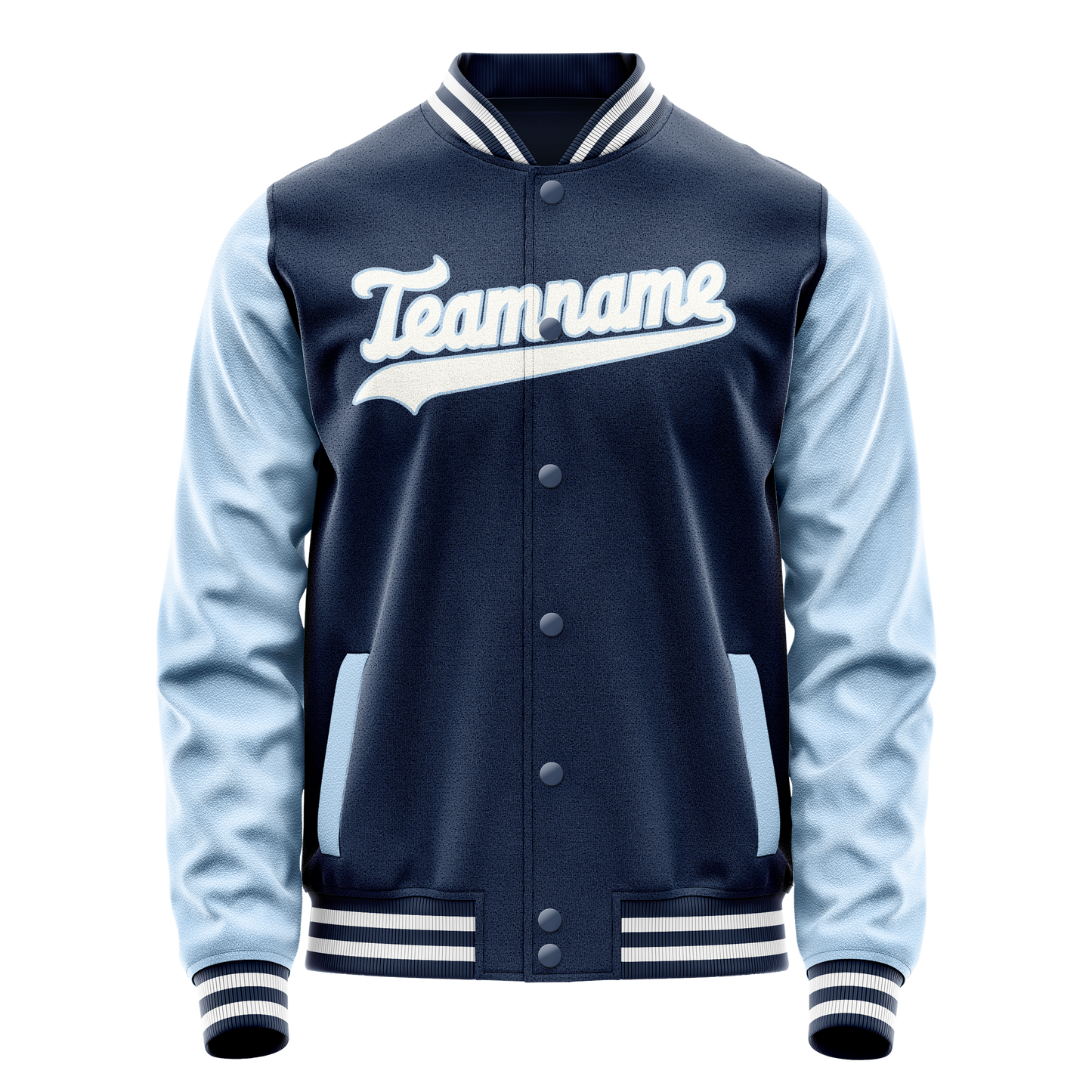 Custom Royal Light-Blue Solid Color Varsity Letterman Jacket