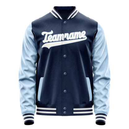 Custom Royal Light-Blue Solid Color Varsity Letterman Jacket