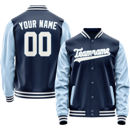 Custom Royal Light-Blue Solid Color Varsity Letterman Jacket