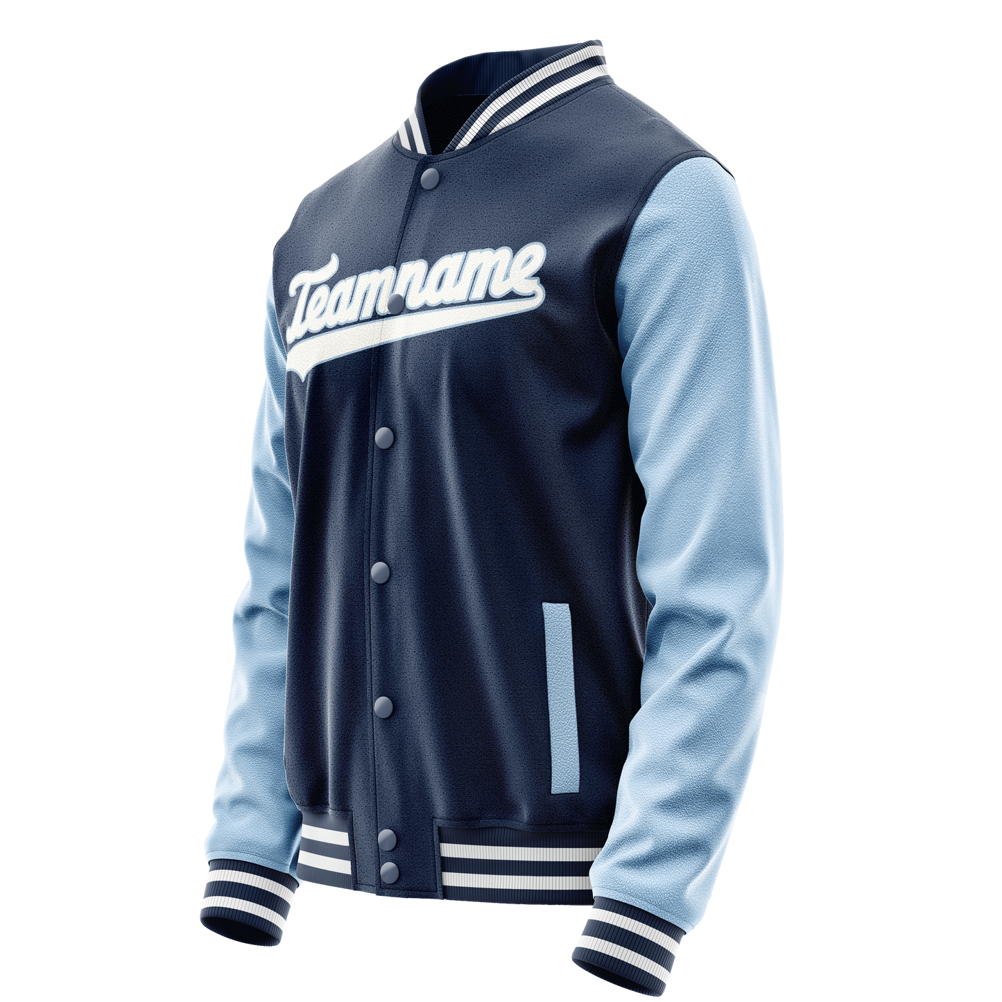 Custom Royal Light-Blue Solid Color Varsity Letterman Jacket