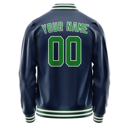 Custom Royal Neon-Green Solid Color Varsity Letterman Jacket