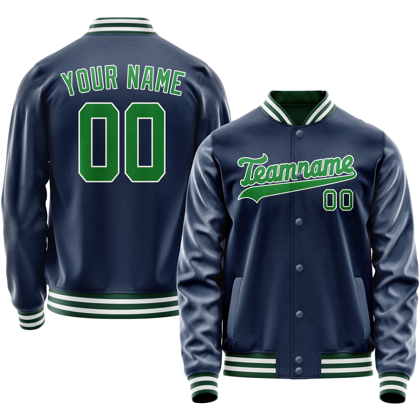 Custom Royal Neon-Green Solid Color Varsity Letterman Jacket