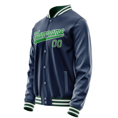 Custom Royal Neon-Green Solid Color Varsity Letterman Jacket