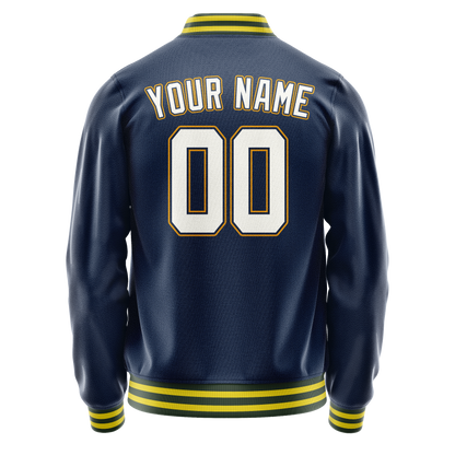 Custom Royal White Solid Color Varsity Letterman Jacket