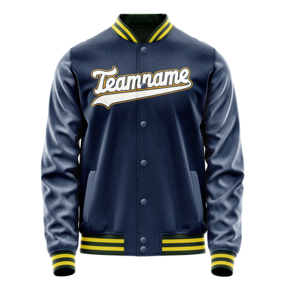 Custom Royal White Solid Color Varsity Letterman Jacket