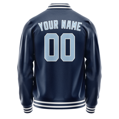 Custom Royal Light-Blue Solid Color Varsity Letterman Jacket
