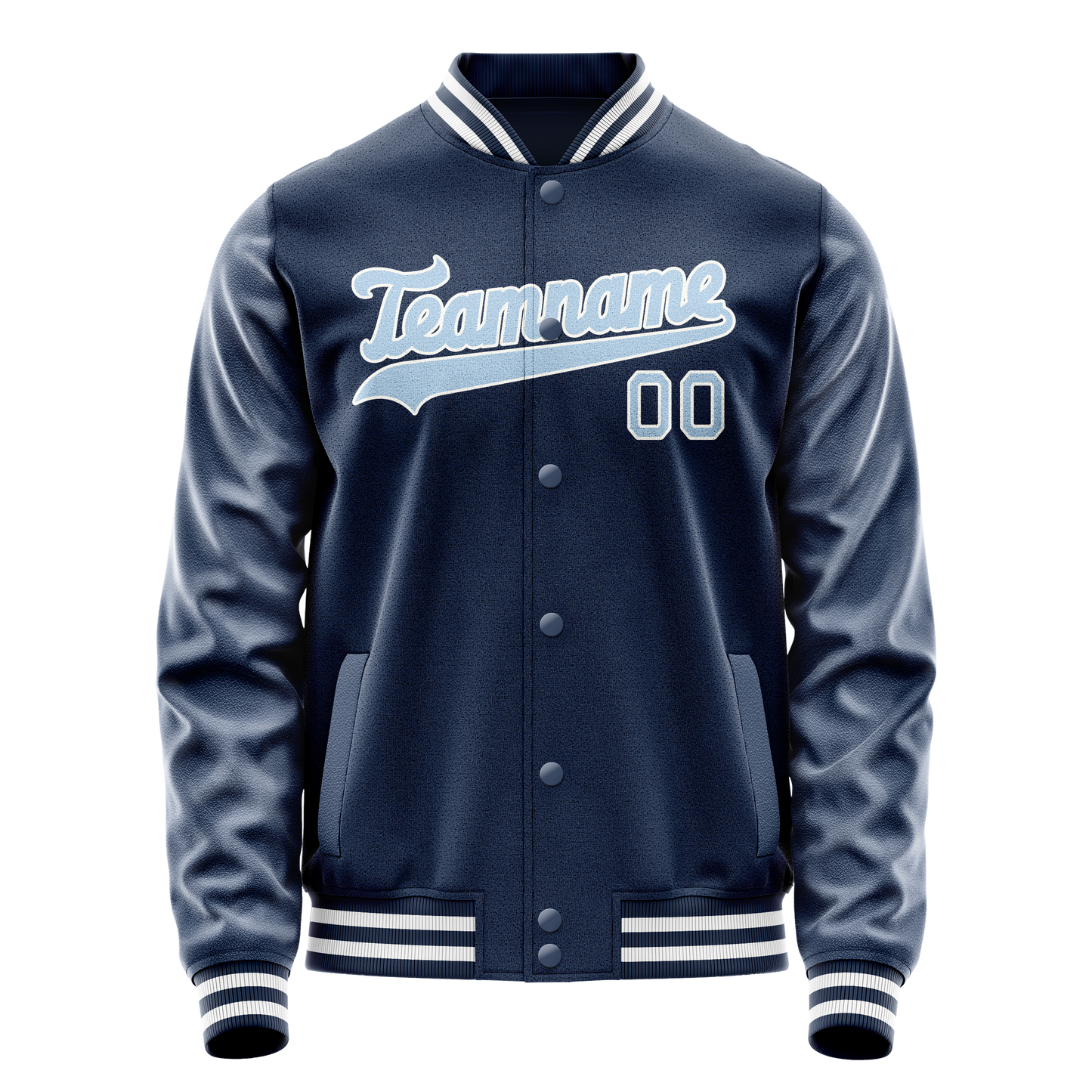 Custom Royal Light-Blue Solid Color Varsity Letterman Jacket