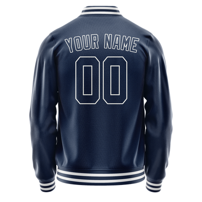 Custom Royal White Solid Color Varsity Letterman Jacket