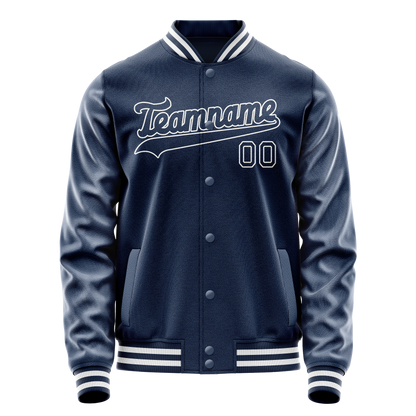 Custom Royal White Solid Color Varsity Letterman Jacket