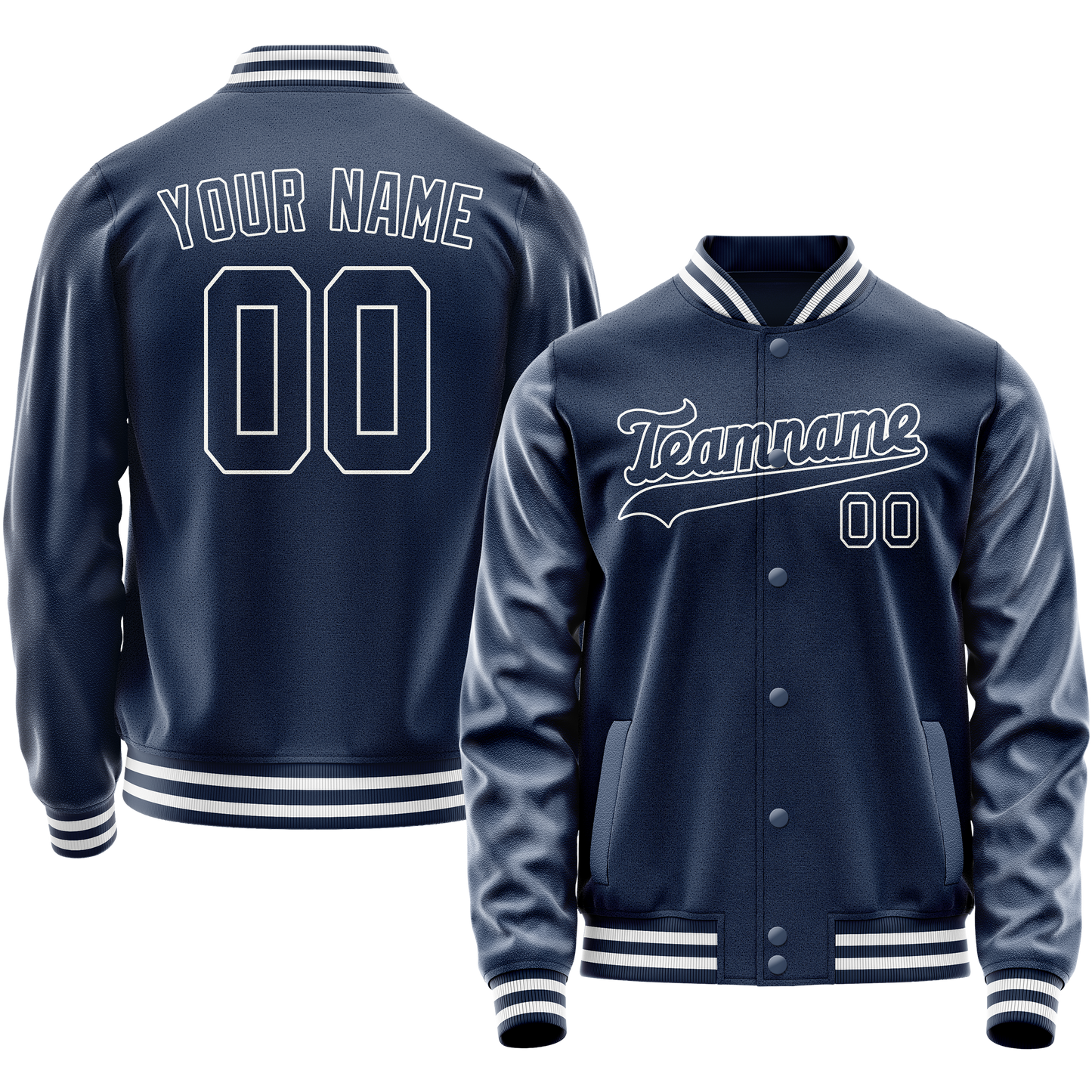 Custom Royal White Solid Color Varsity Letterman Jacket