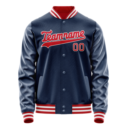Custom Royal Crimson Solid Color Varsity Letterman Jacket