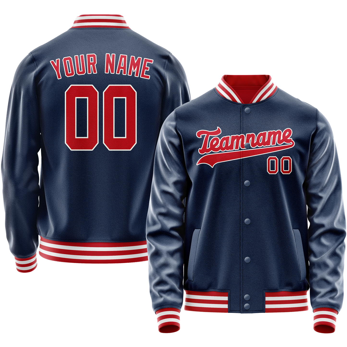 Custom Royal Crimson Solid Color Varsity Letterman Jacket