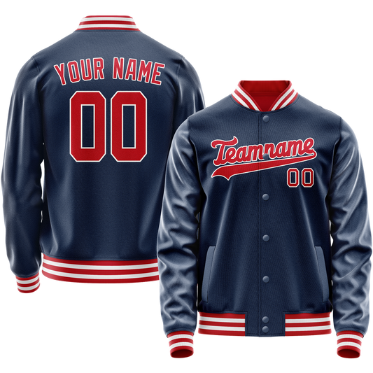 Custom Royal Crimson Solid Color Varsity Letterman Jacket