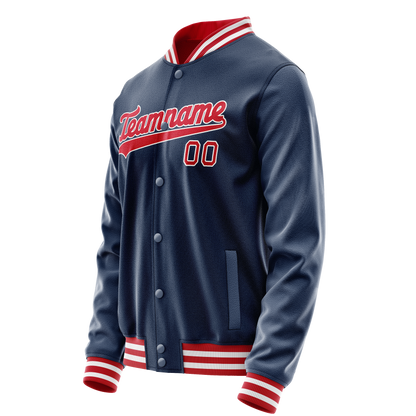 Custom Royal Crimson Solid Color Varsity Letterman Jacket