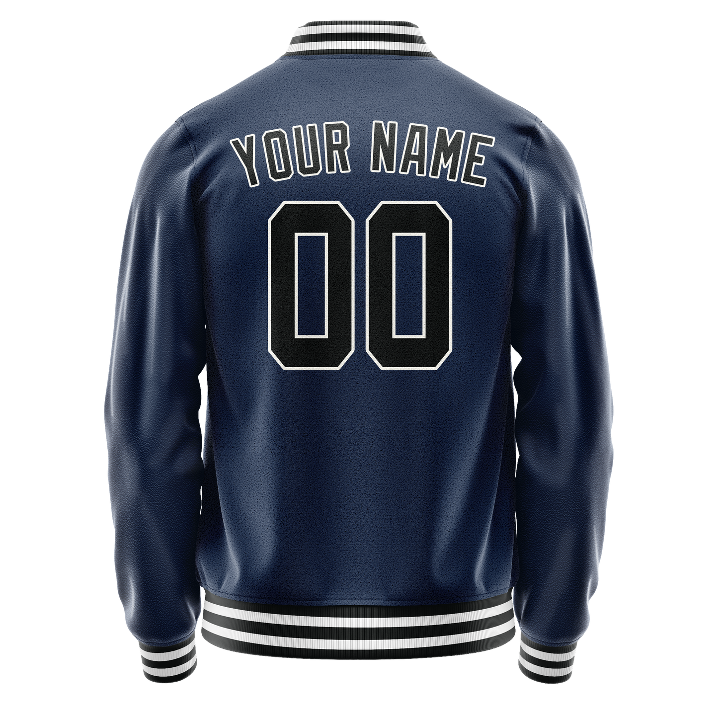 Custom Royal Black Solid Color Varsity Letterman Jacket