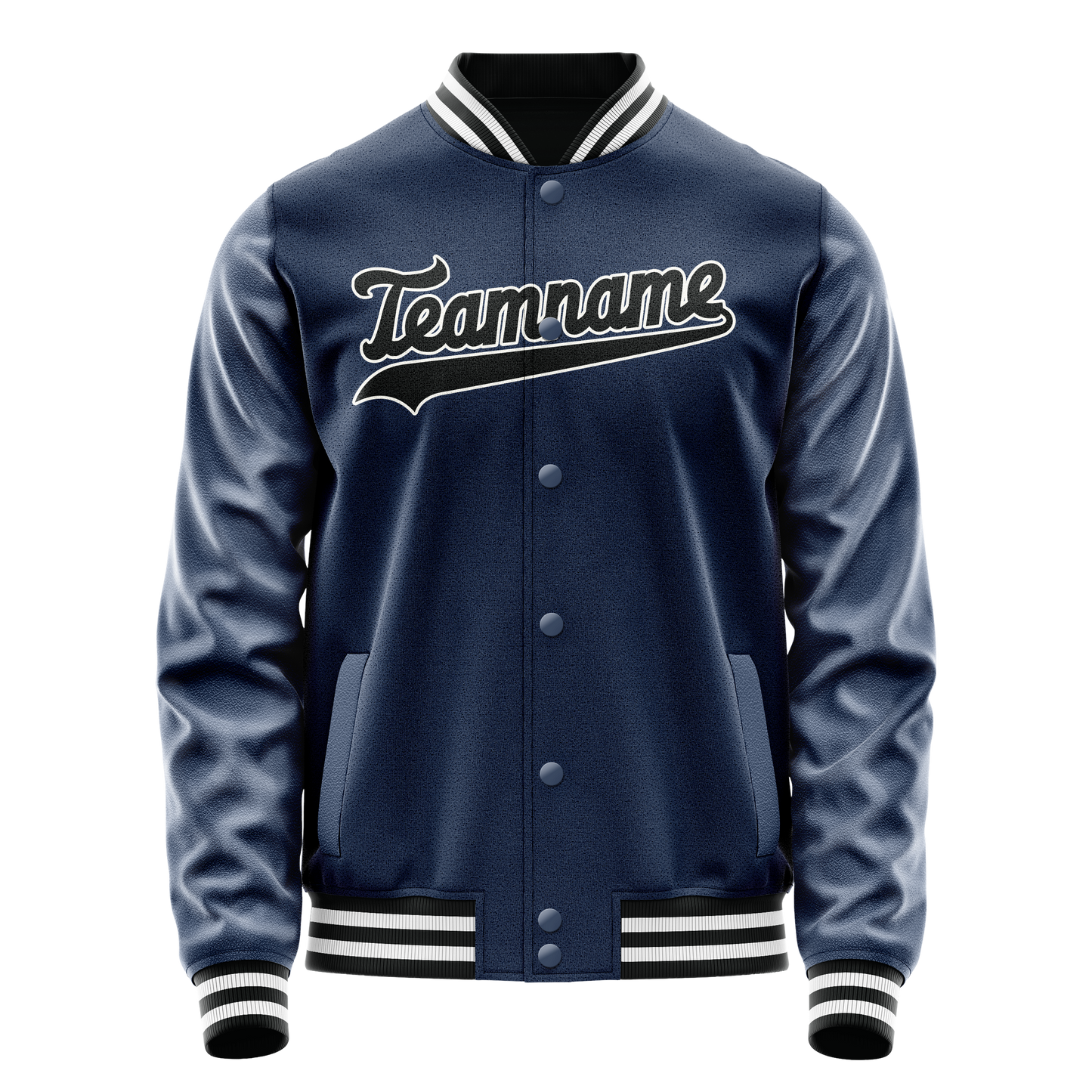 Custom Royal Black Solid Color Varsity Letterman Jacket
