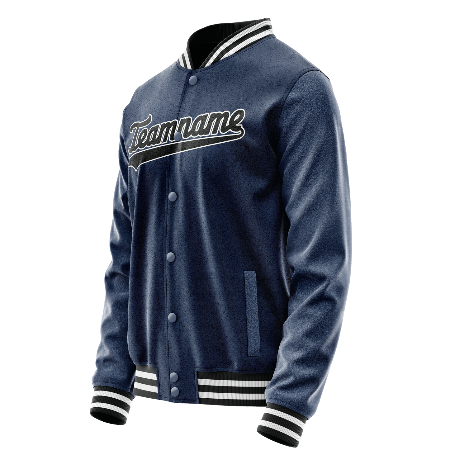 Custom Royal Black Solid Color Varsity Letterman Jacket