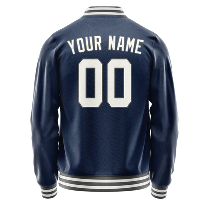 Custom Royal White Solid Color Varsity Letterman Jacket