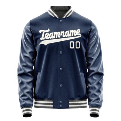 Custom Royal White Solid Color Varsity Letterman Jacket