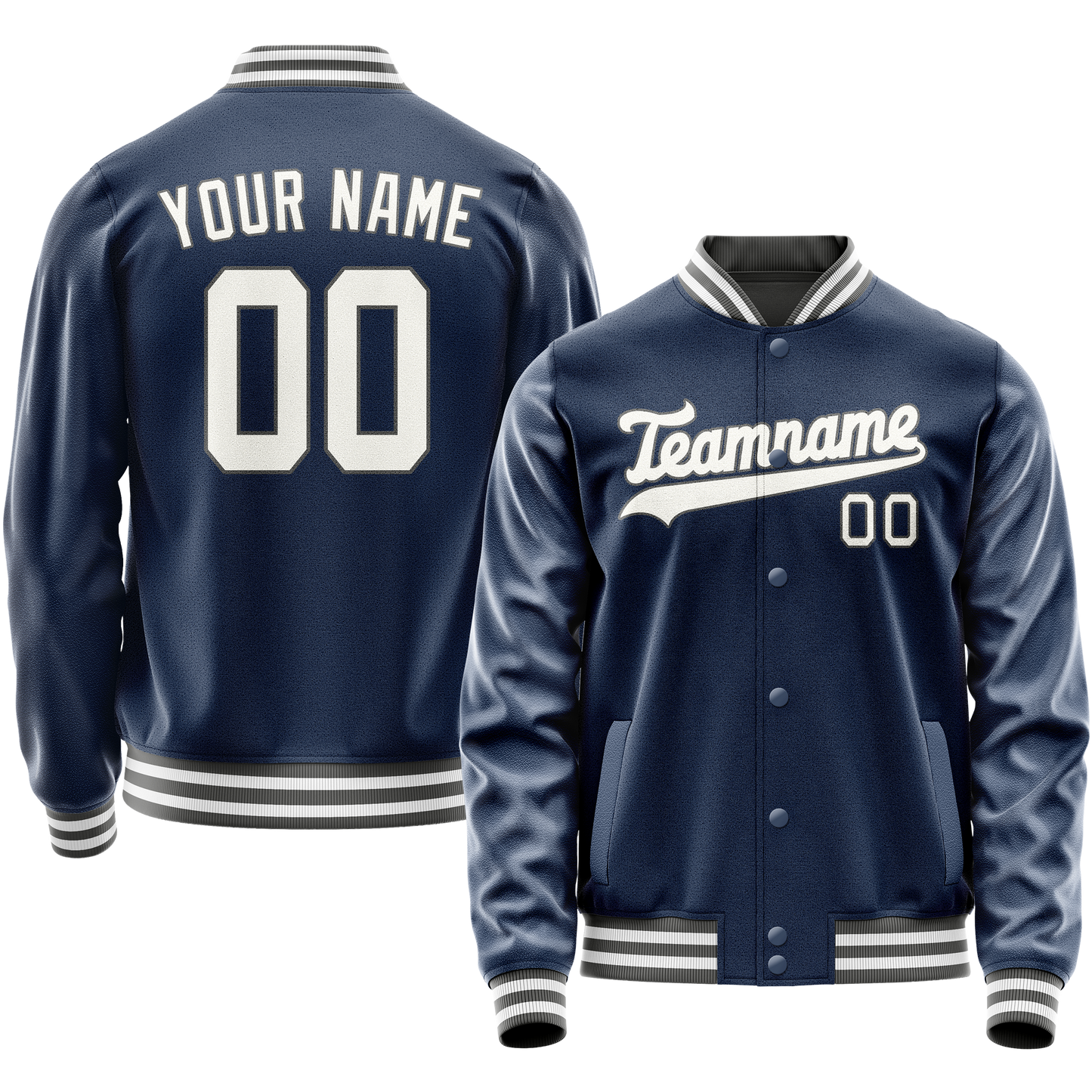 Custom Royal White Solid Color Varsity Letterman Jacket