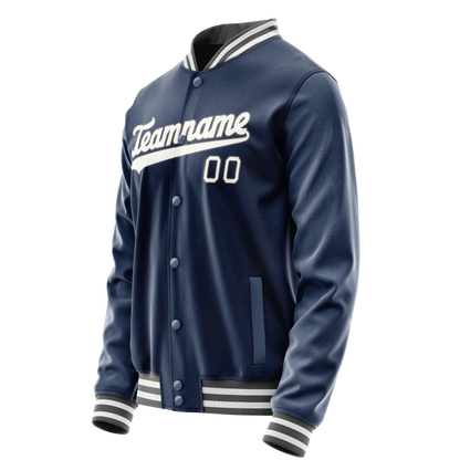 Custom Royal White Solid Color Varsity Letterman Jacket