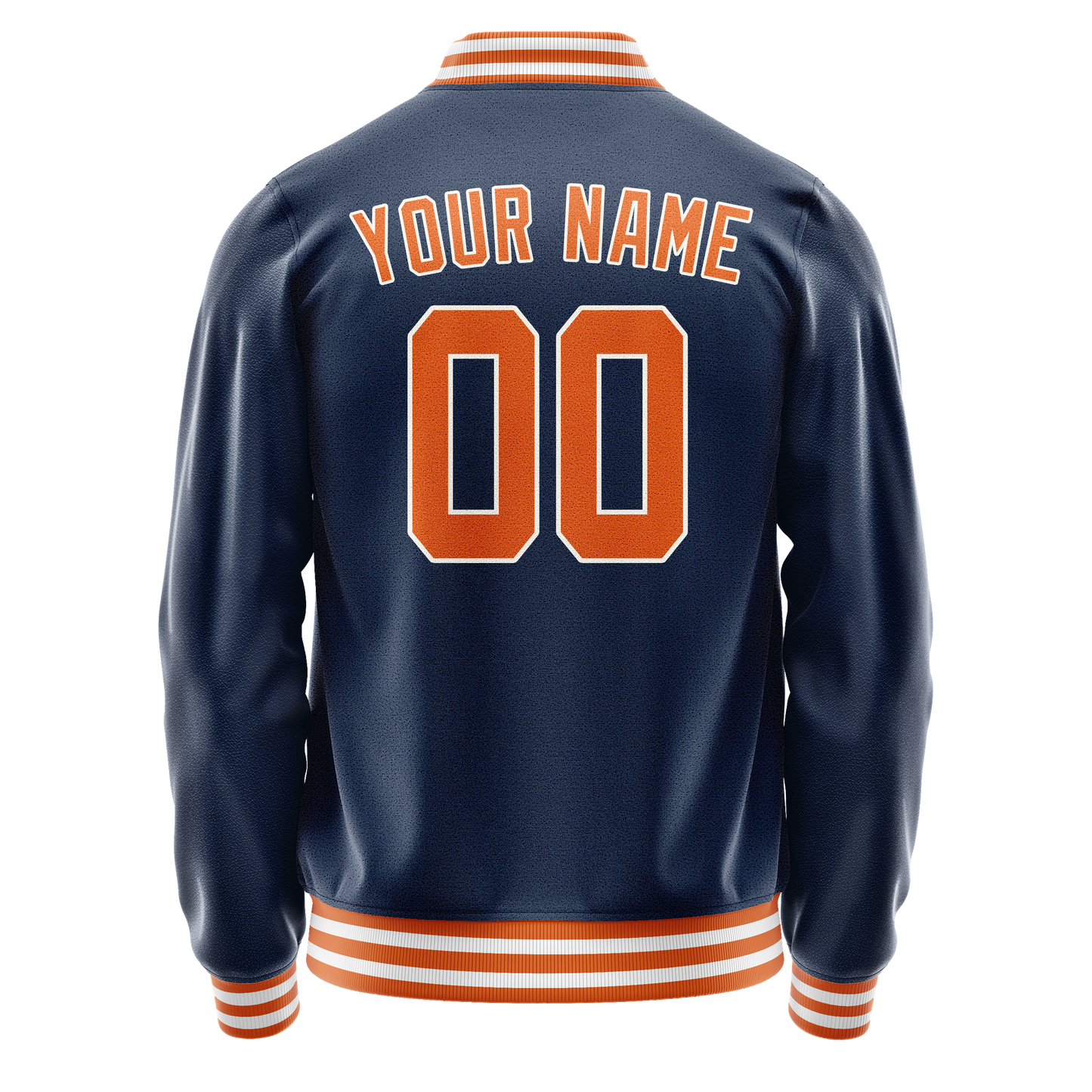 Custom Royal Orange Solid Color Varsity Letterman Jacket