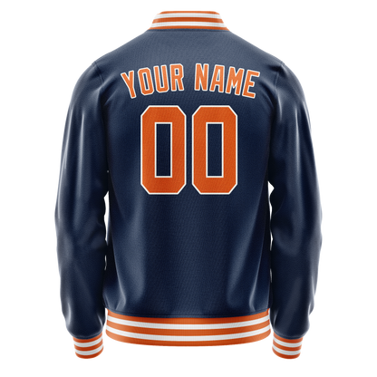 Custom Royal Orange Solid Color Varsity Letterman Jacket