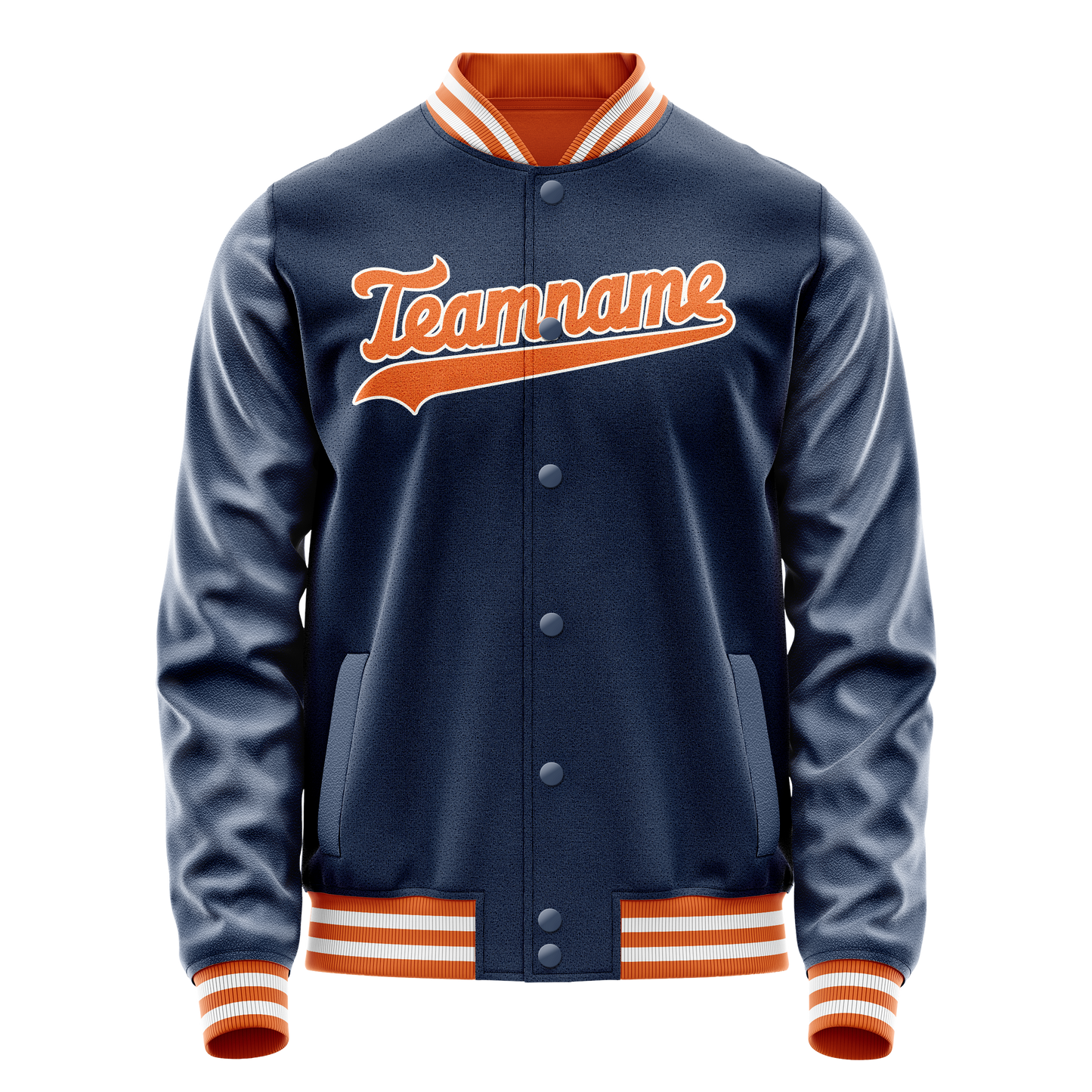 Custom Royal Orange Solid Color Varsity Letterman Jacket