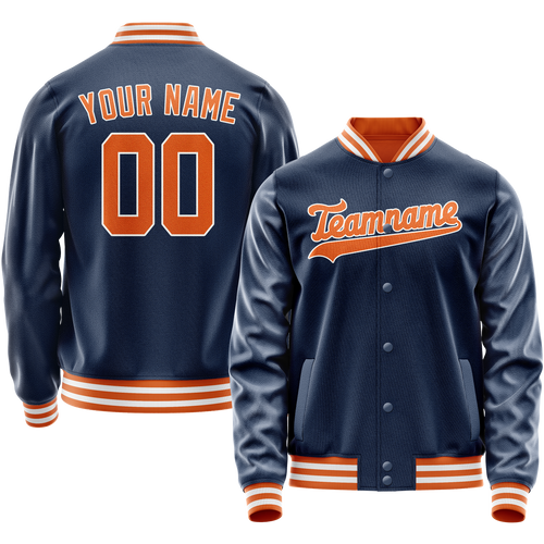 Custom Royal Orange Solid Color Varsity Letterman Jacket