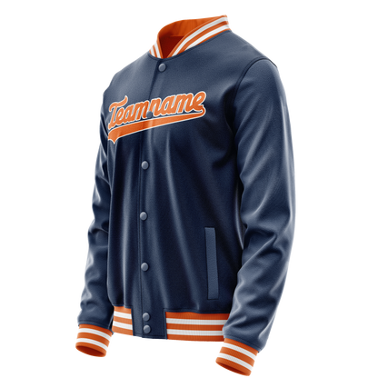 Custom Royal Orange Solid Color Varsity Letterman Jacket