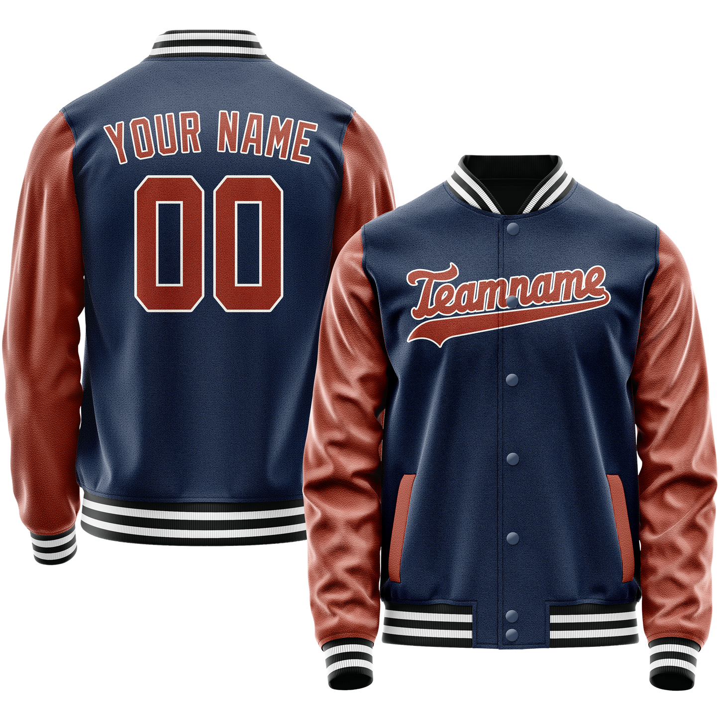 Custom Royal Brown Solid Color Varsity Letterman Jacket
