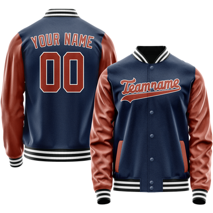 Custom Royal Brown Solid Color Varsity Letterman Jacket
