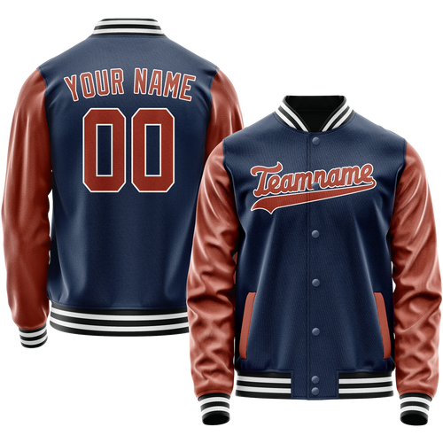 Custom Royal Brown Solid Color Varsity Letterman Jacket