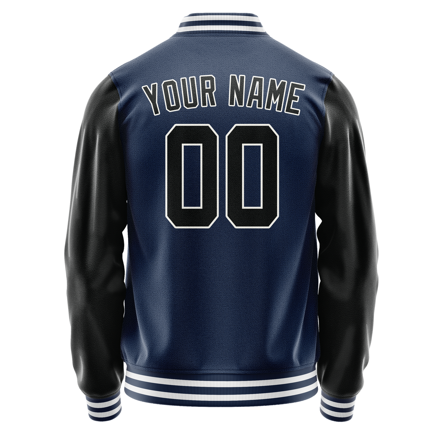 Custom Royal Black Solid Color Varsity Letterman Jacket