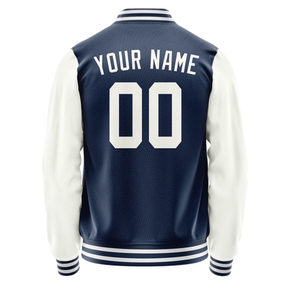 Custom Royal White Solid Color Varsity Letterman Jacket