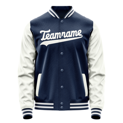 Custom Royal White Solid Color Varsity Letterman Jacket