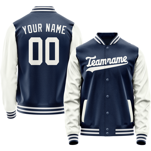 Custom Royal White Solid Color Varsity Letterman Jacket