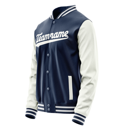 Custom Royal White Solid Color Varsity Letterman Jacket