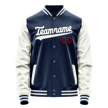 Custom Royal White Solid Color Varsity Letterman Jacket