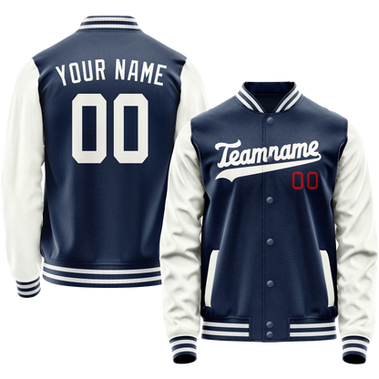 Custom Royal White Solid Color Varsity Letterman Jacket