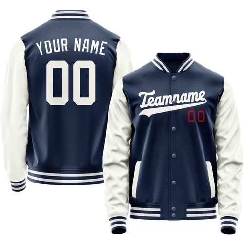 Custom Royal White Solid Color Varsity Letterman Jacket